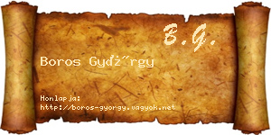 Boros György névjegykártya